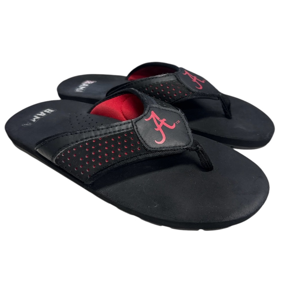 Alabama Crimson Tide Black and Red Flip Flops with Logo Men’s Size 9